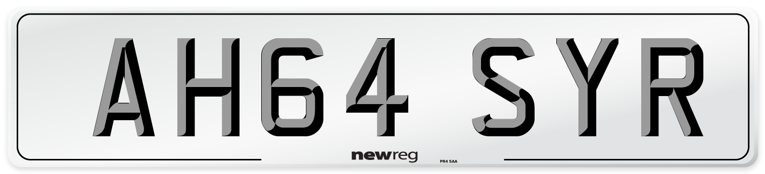AH64 SYR Number Plate from New Reg